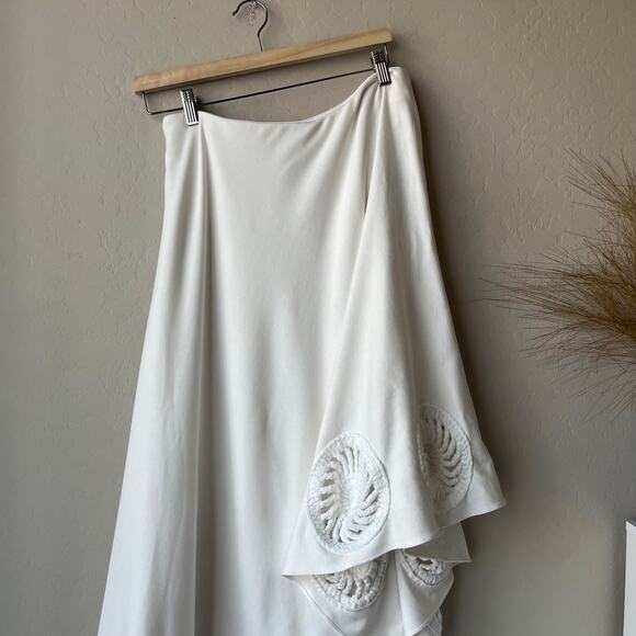 Elexiay Dress Crochet Abia White Draped One Shoulder Kaftan Maxi Dress Size S - Picture 3 of 12